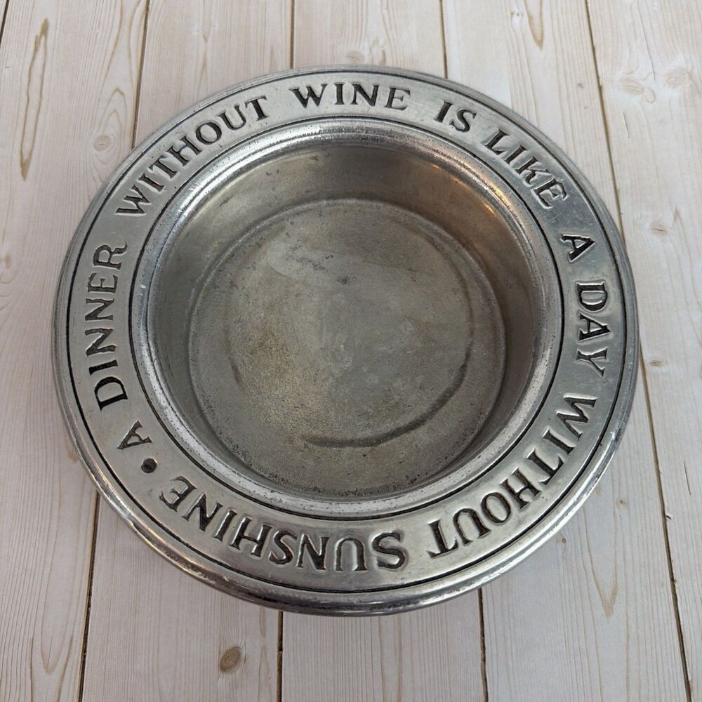 Vintage Wilton Armetale Pewter “A Dinner Without Wine...” Wine Bottle Coaster